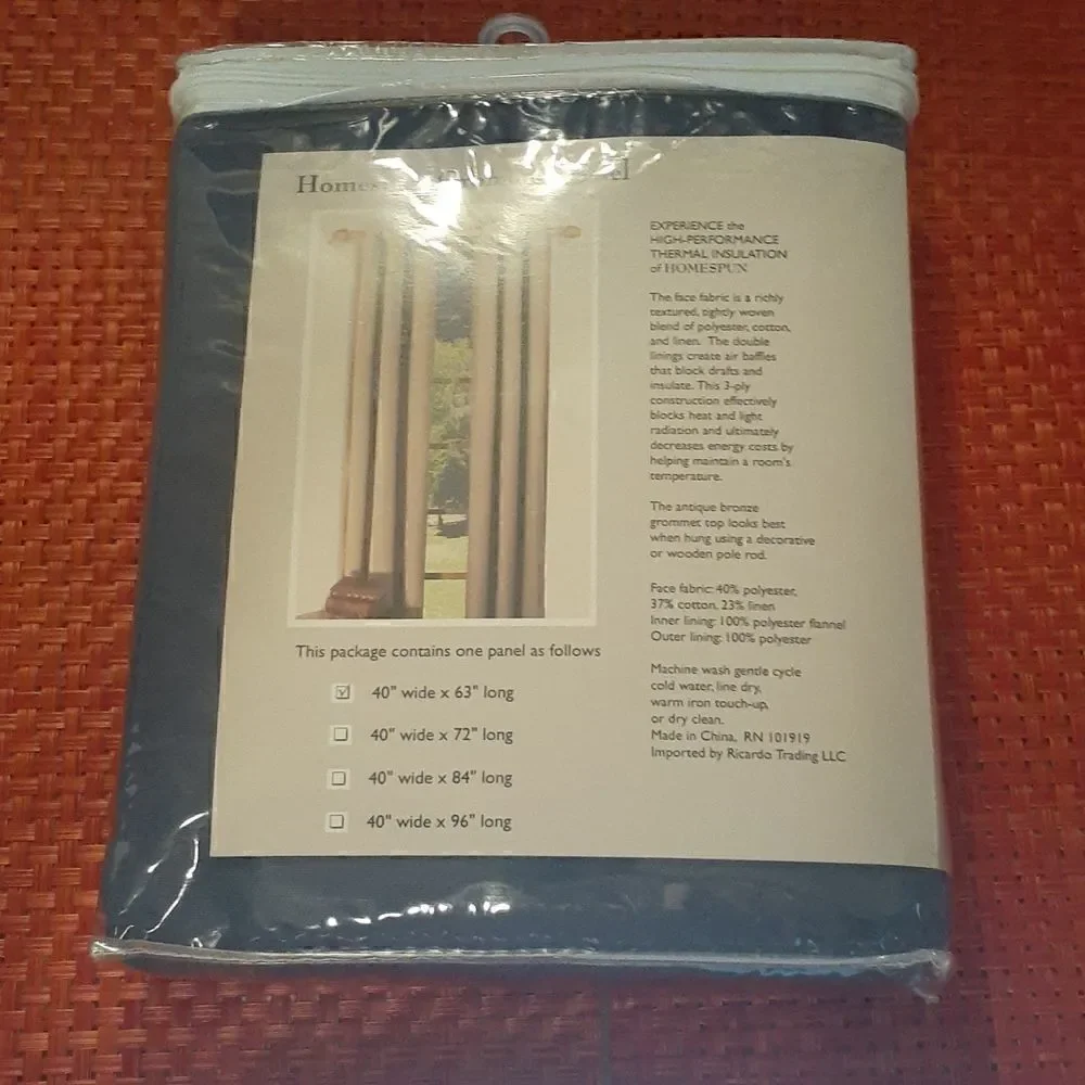 New Denim Homespun Grommet Top Insulated Curtain 40x63 New‎